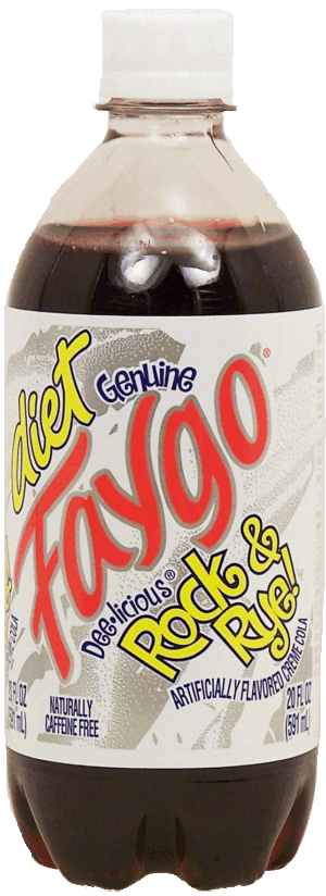 Faygo Rock & Rye! diet flavored creme cola soda, caffeine free, sugar free 20 fluid ounce
