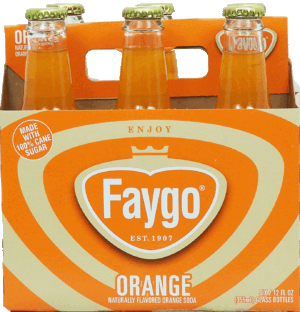 Faygo orange flavor soda, made with 100% cane sugar, 12-fl. oz. 6 pack