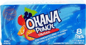 Ohana Punch original non-carbonated drink, caffeine free, 12-fluid ounce cans 8 pack