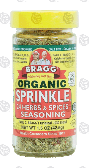 Bragg organic sprinkle; 24 herbs & spices seasoning, salt free 1.5 ounce