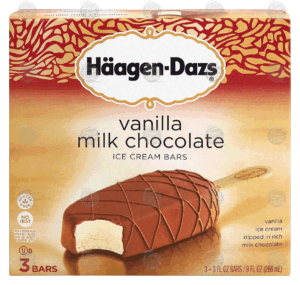 Haagen-Dazs vanilla milk chocolate ice cream bars, 3 bars 9 fluid ounce