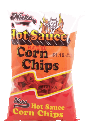 Nicks hot sauce flavored corn chips 4 ounce