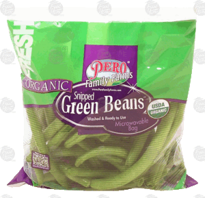 Pero Family Farms organic snipped grean beans, washed and ready to use 12 ounce