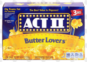 Act II Butter Lovers microwave popcorn, 3 bags 8.25 ounce