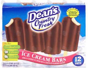 Dean's Country Fresh ice cream bars; vanilla flavored ice cream with a chocolate flavored coating, 12 pack 30 fluid ounce