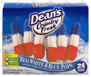 Dean's Country Fresh red, white & blue pops; cherry, white lemon & blue raspberry 24 pack