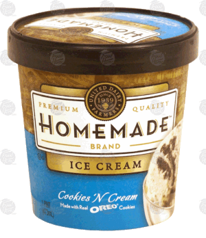 Homemade cookies 'n cream ice cream made with real oreo cookies 1 pint