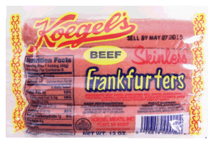 Koegel's beef skinless frankfurters, 8-count 12 ounce