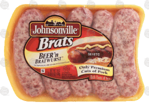 Johnsonville beer 'n' brat bratwurst, 5-count, bunsize 19.76 ounce