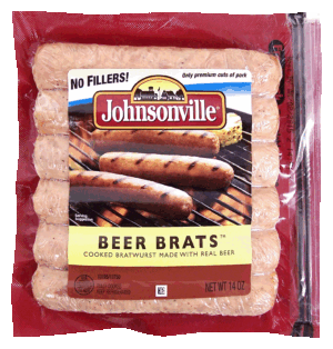 Johnsonville beer brats, cooked bratwurst, 6-count 14 ounce