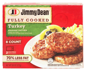 Jimmy Dean turkey sausage patties, 8-count, fully cooked 9.6 ounce