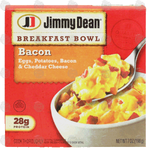 Jimmy Dean Breakfast Bowl bacon; eggs, potatoes, bacon & cheddar cheese 7 ounce