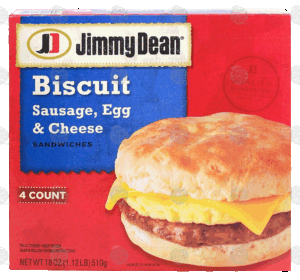 Jimmy Dean biscuit sandwiches with sausage,egg & cheese, 4-count, fully cooked 18 ounce