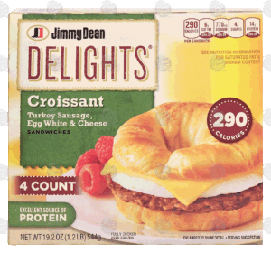 Jimmy Dean Delights croissant, turkey sausage, egg white & cheese sandwiches, 4 count 19.2 ounce