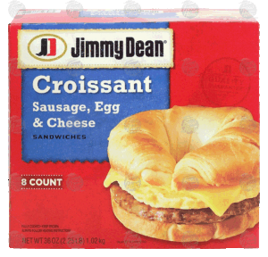 Jimmy Dean croissant, sausage, egg & cheese sandwiches, 8 count, fully cooked 36 ounce