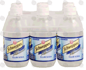 Schweppes club soda, sodium free, 6- 10 fl oz bottles 6 pack