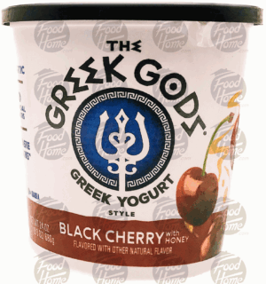 The Greek Gods black cherry greek yogurt with honey, plastic tub 24 ounce