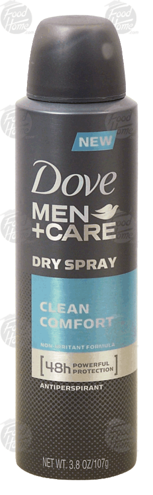 Dove Men +Care dry spray, antiperspirant, non-irritant formula, clean comfort 3.8 ounce