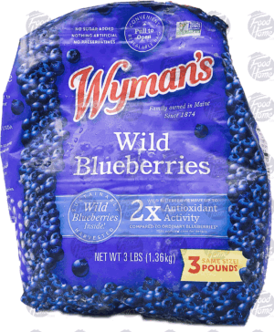 Wyman's wild blueberries, frozen resealable bag 48 ounce