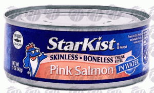 Star Kist pink salmon in water, boneless, skinless 5 ounce