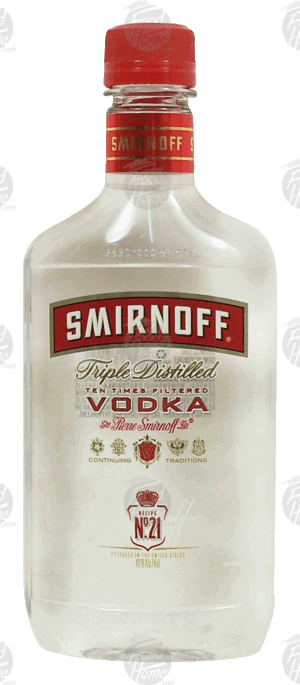 Smirnoff vodka, triple distilled, 40% alc. by vol. 375 milliliter