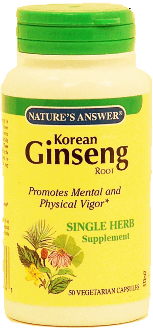 Nature's Answer Korean ginseng root, single herb supplement, vegetarian capsules 50 count