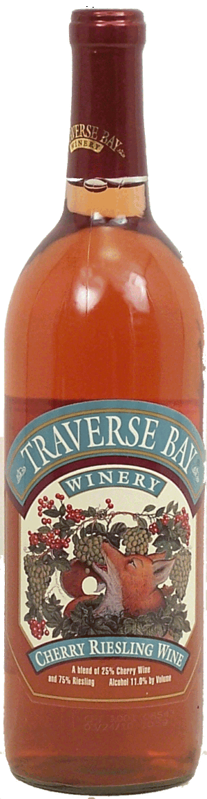Traverse Bay cherry riesling wine of Michigan, 11% alc. by vol. 750 milliliter