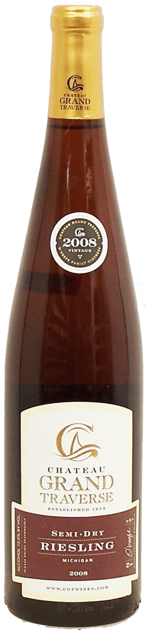 Chateau Grand Traverse semi-dry riesling wine of Michigan, 12% alc. by vol. 750 milliliter