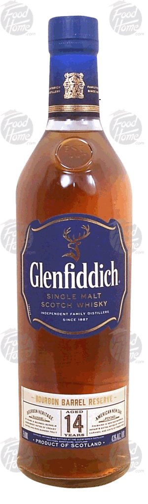 Glenfiddich Bourbon Barrel Reserve single malt scotch whisky, aged 14 years, 43% alc. by vol. 750 milliliter