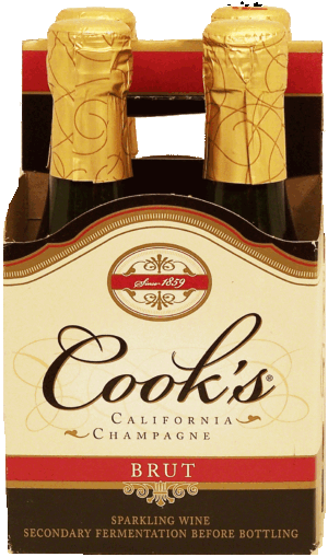 Cook's Brut champagne, sparkling wine of California, 11.5% alc. by vol., 187-ml bottles 4 pack