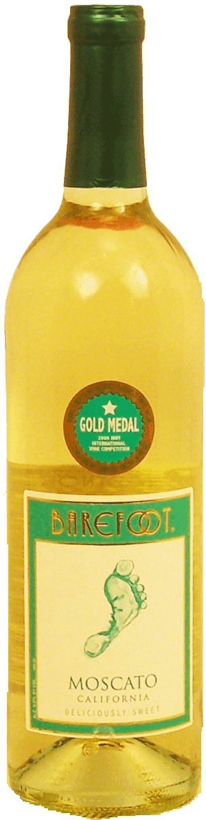 Barefoot moscato wine of California, deliciously sweet, 9% alc. by vol. 750 milliliter