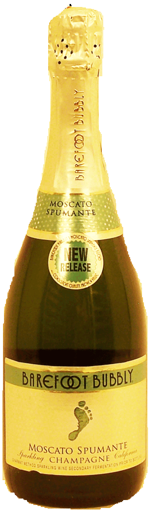 Barefoot Bubbly moscato supmante sparkling wine of California, 8.5% alc. by vol. 750 milliliter