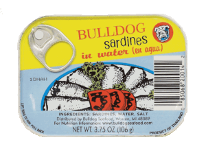 Bull Dog sardines in water 3.75 ounce