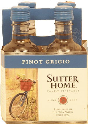 Sutter Home pinot grigio wine of Napa Valley, 13% alc. by vol., 187-ml single serve 4 pack