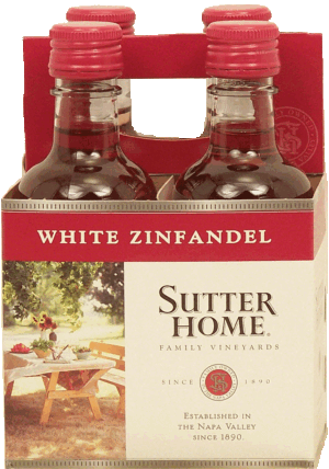 Sutter Home Family Vineyards white zinfandel wine of Napa Valley, 9.5% alc. by vol., 187-ml single serve 4 pack