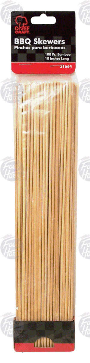 Chef Craft bbq skewers, wooden, 10-inches long 100 count