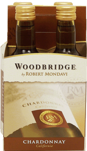 Woodbridge by Robert Mondavi chardonnay wine of California, 13% alc. by vol., 187-ml single serve 4 pack