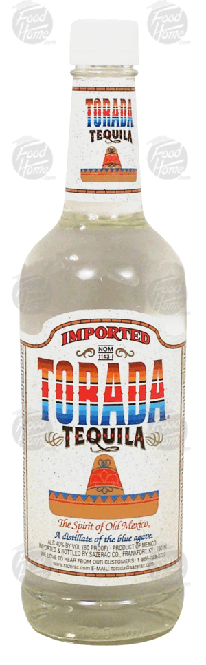 Torada tequila, imported, a distillate of the blue agave, 40% alc. by vol. 750 milliliter