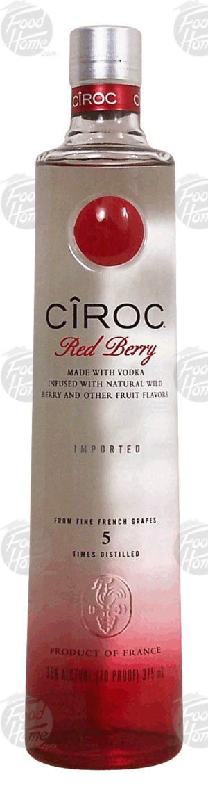 Ciroc red berry flavored vodka imported from France, 35% alc. by vol 375 milliliter