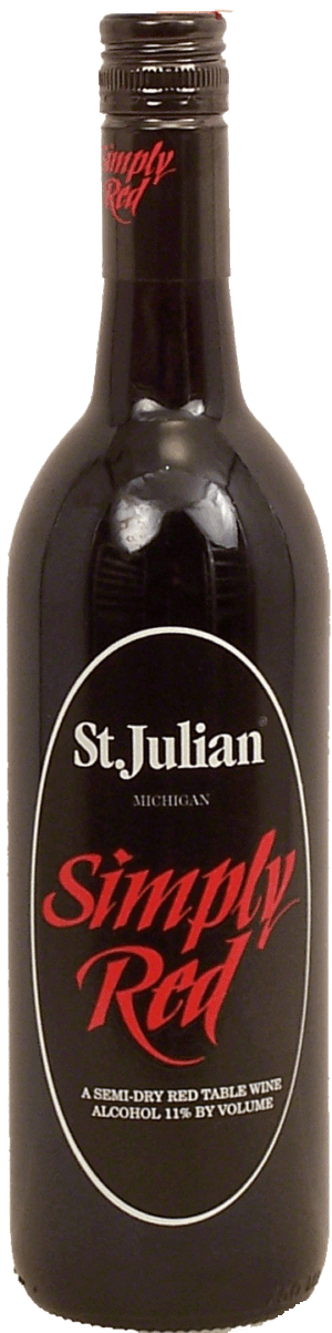 St. Julian Simply Red a semi-dry red table wine, 11% alc./vol. 750 milliliter