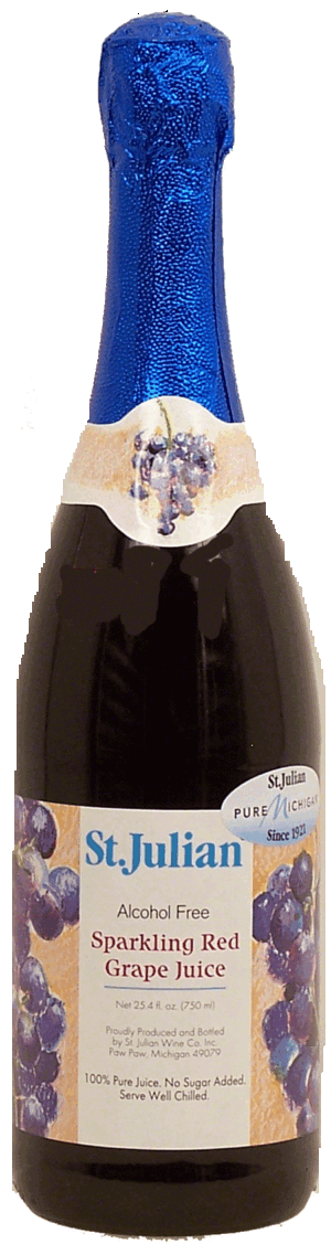 St. Julian spakling red grape juice, 100% juice, alcohol free 750 milliliter