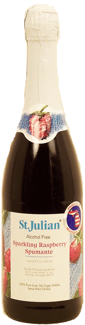 St. Julian sparkling raspberry spumante, 100% juice, alcohol free 750 milliliter