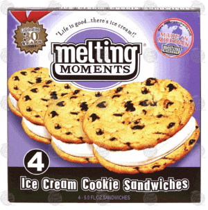 Melting Moments ice cream cookie sandwiches, 4 - 5 fl oz sandwiches 4 count