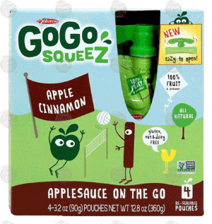 Go Go Squeez apple cinnamon applesauce, 4-pouches 12.8 ounce