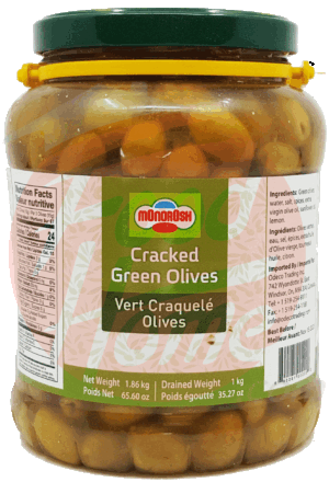 Monorosh cracked green olives 65.6 ounce