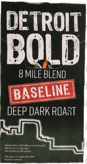 Detroit Bold baseline deep dark roast 8 mile blend, 24 ct., box 24.35 ounce