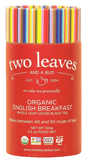 Two Leaves Tea Company organic english breakfast whole leaf loose black tea 3.5 ounce
