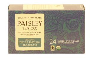Paisley Tea Co. decaf english breakfast, 24-count english style tea bags 1.86 ounce