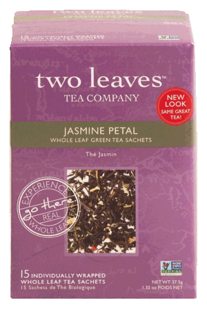 Two Leaves Tea Company jasmine petal whole leaf green tea, 15-sachets 1.32 ounce
