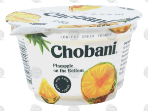 Chobani Greek Yogurt low-fat yogurt, pineapple on the bottom 5.3 ounce